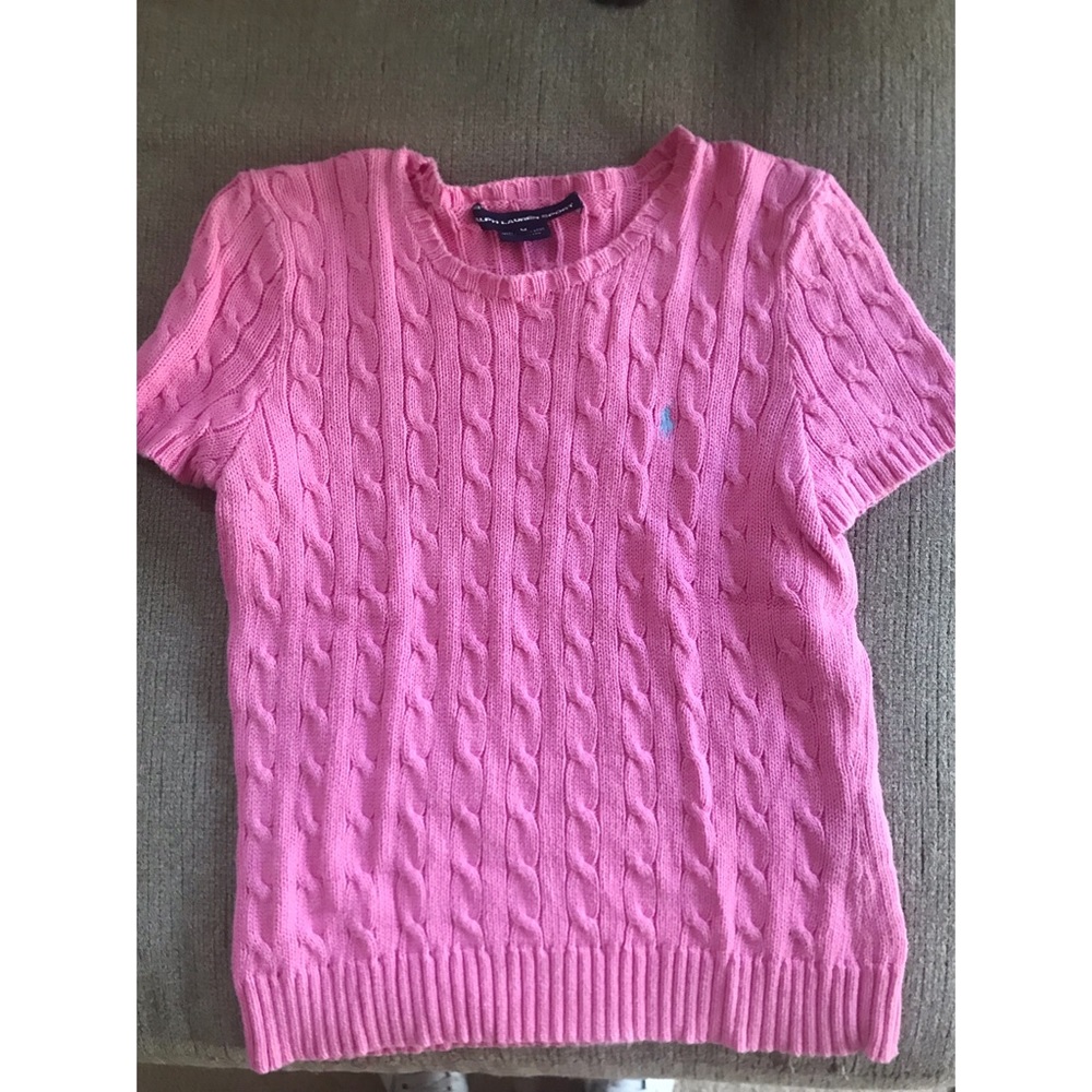 RALPH LAUREN SPORT - Girls Pink Cable Knit Sweater Shirt 🎀